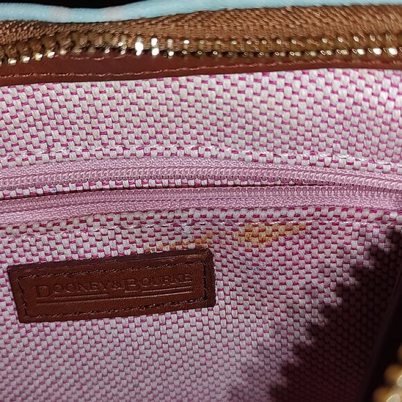 DOONEY & BOURKE ALL WEATHER LEATHER MEDIUM HOBO BAG SKY BLUE/HONEY TRIM EXC COND - Picture 11 of 14